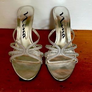 $9 Moving Sale til 8/2!! Worn once as my “comfy” wedding shoes Silver Nina.